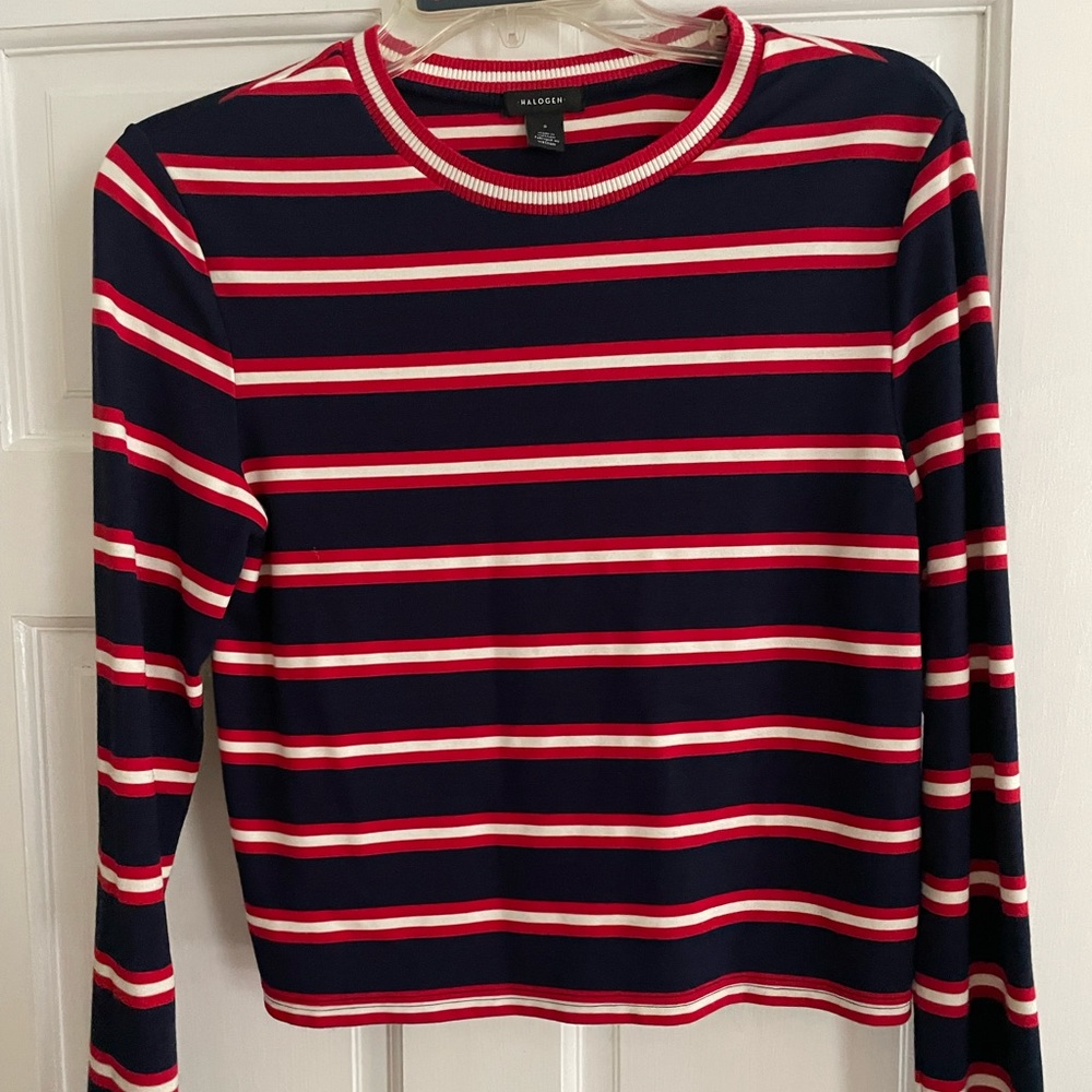 Halogen stripes long sleeve top